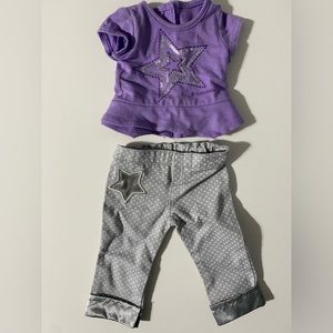 American girl doll purple top and silver pants
